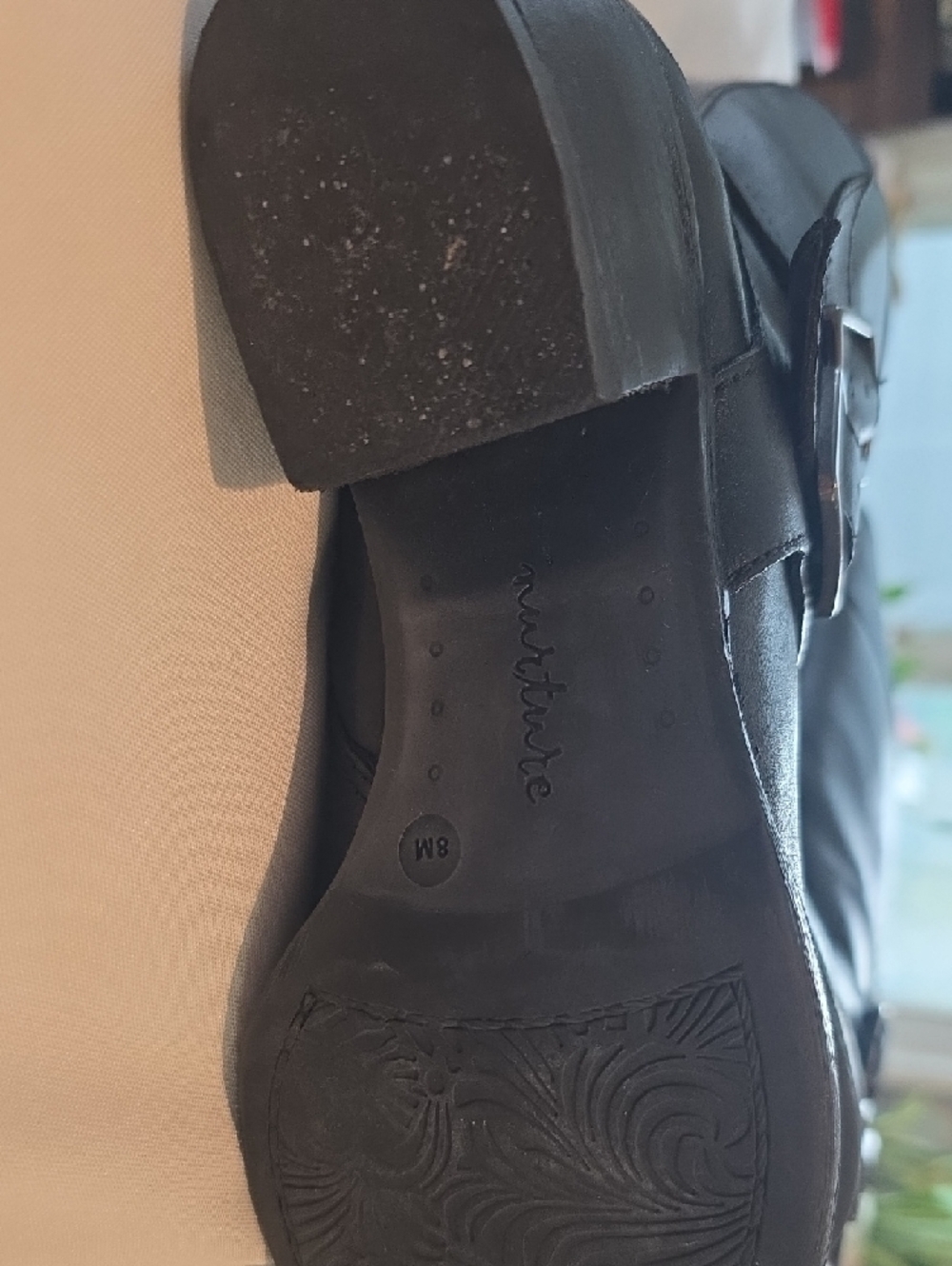 Nurture Black Leather Mid Calf Heeled Boots with Buckle Straps Size 8 - Picture 4 of 13